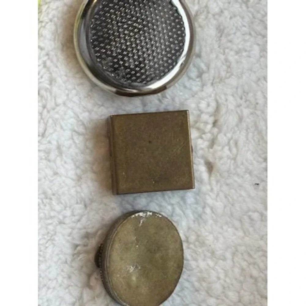 Vintage Pill Box Compact Set of 3 Guilloche Enamel Italian Micro Mosaic